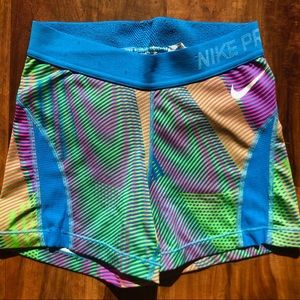 Multi-colored Nike Pro Shorts